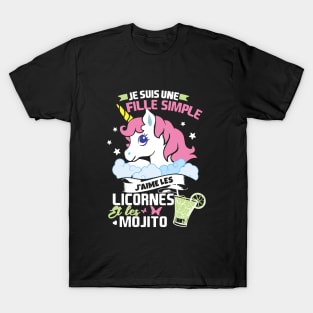 Je Suis Une Fille Simple Unicorn T Shirts T-Shirt